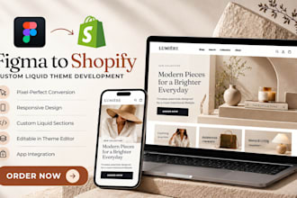 develop figma to shopify custom liquid theme responsive ecommerce website design