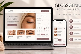 setup glossgenius booking website for salon med spa beauty business website