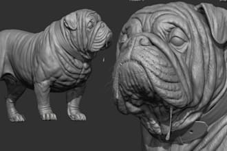 sculpt realistic 3d dog model 3d pet animal figurine stl file for 3d printing