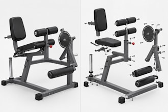 design seated calf raise, leg machines and lower body gym equipment in 3d cad