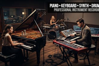 record piano, keyboard, synth and drums for your custom song