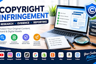 research copyright infringement and prepare platform reports