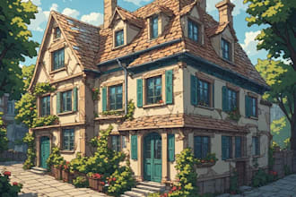 sketch houses and buildings