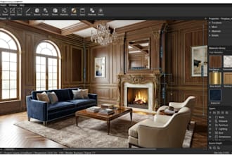 design realistic millwork and 3d modeling living room layout with 2020 software