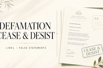 draft a cease and desist for defamation libel and false statements