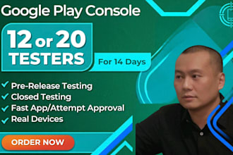 provide 12 google play testers for android app closed testing