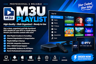 offer m3u playlist, restream connection, 8k server, live TV app with panel