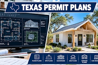 prepare residential floor plans site plans elevations adu plans for texas permit