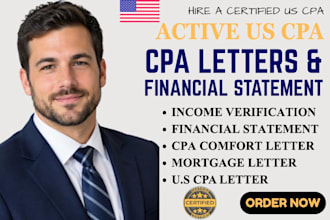 us CPA letter, comfort, motgage letter, income verification as licensed CPA