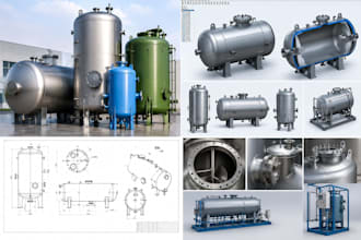 design power tanks, industrial tanks, pressure vessels, custom tanks in 3d cad