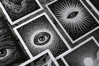 draw a vintage art illustration with linocut style
