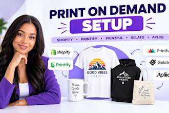 setup gelato apliiq shopify print on demand printify product listing printful