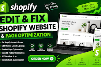 edit shopify, fix shopify website and shopify page optimization