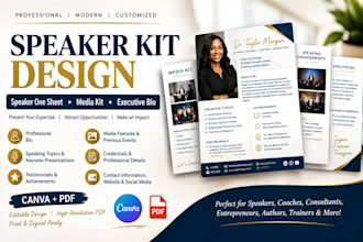 design speaker kit, one sheet media kit and executive bio electronic press kit