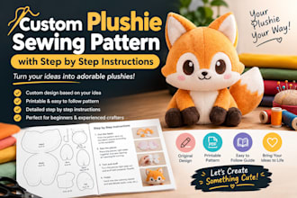 make a custom plushie sewing pattern with step by step instructions