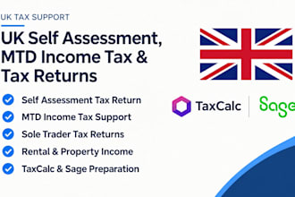 prepare UK self assessment, mtd income tax and tax returns