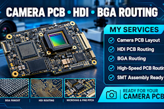 camera pcb layout, hdi pcb, bga routing and smt assembly ready design