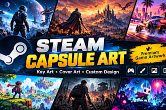 design premium steam capsule art, game key art and cover artwork for steam games