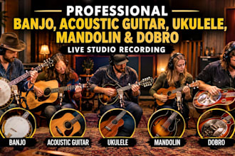record professional banjo, acoustic guitar, ukulele, mandolin and dobro
