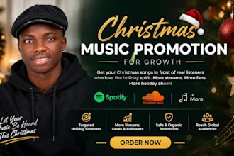 christmas music promotion  for growth, souncloud, spotify music promotion