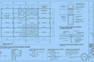 do concrete and steel structure building plans and structural calculations USA