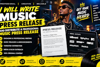 write music press release and distribute a professional music press release