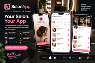 design a professional salon booking app UI UX or develop a complete salon