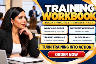 design a professional training workbook for workshops