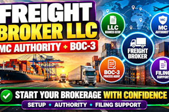 set up freight broker llc with mc authority and boc3 filing