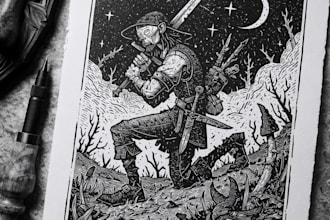 create a true woodcut or linocut illustration