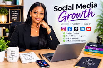 grow your brand with social media marketing, content creation and VA support pro