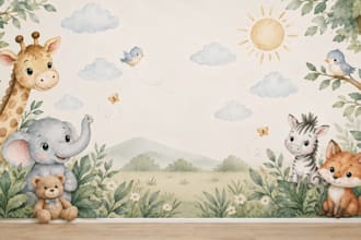 design nursery wall art, wallpaper, murals, doddle art, wall art for kids room