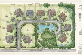 draw custom plat and parcel map illustration and architectural site plan