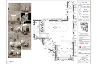 autocad 2d plan layout, interior presentation design, shoppable furniture list