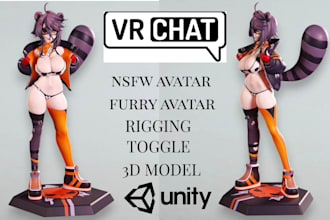 do custom vrchat furry avatar, vr character, furry nsfw avatar vrc avatar