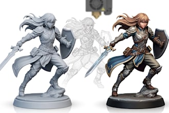 create a custom 3d character miniature for painting and  3d printing