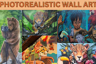 design custom photorealistic mural art wall mural portrait and realistic artwork