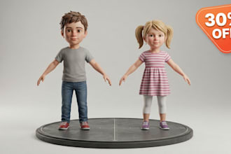 create 3d toy model, articulated movable toy, 3d cartoon character, 3d figurine