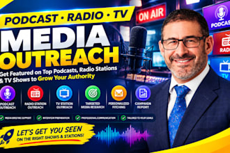 do podcast radio TV station outreach for media coverage brand promotion and PR