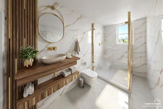 design a modern bathroom with realistic 3d renders