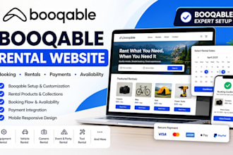 design booqable rental website, event car camera rv tool trailer rental website