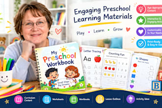 prepare interactive preschool curriculum content, worksheet or workbook, outline