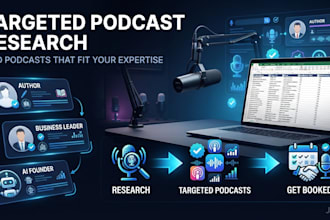 do targeted podcast research for author, leader, ai founders to get booked
