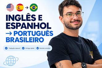 translate any text from spanish and english into brazilian portugue