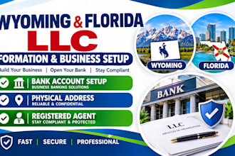 wyoming florida llc registration for non US, bank creation with registered agent
