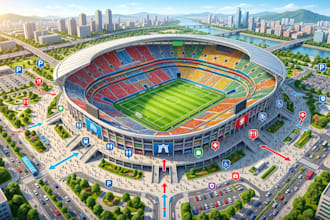 create stadium map, sports venue map, seating  guide and event layout