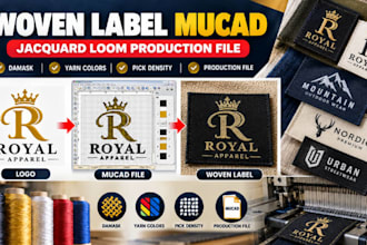 convert logo to woven label mucad, jacquard loom production file damask artwork