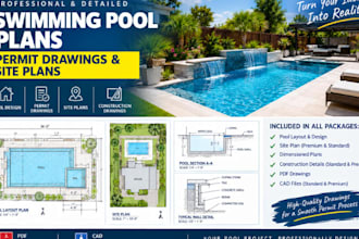 design swimming pool plans, permit drawings, and site plans
