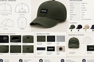 design custom headwear tech packs for caps, snapbacks, truckers and bucket hats