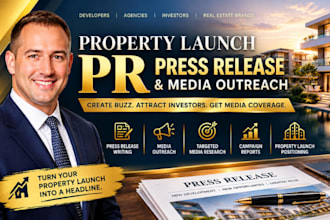 write property launch press releases and distribute to top news media PR